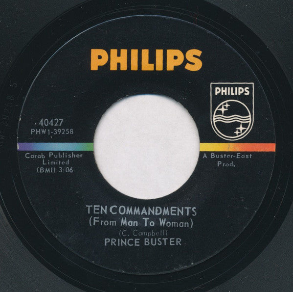 Prince Buster : Ten Commandments (From Man To Woman) / Don't Make Me To Cry (7", Single, Styrene)