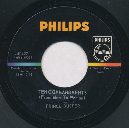 Prince Buster : Ten Commandments (From Man To Woman) / Don't Make Me To Cry (7", Single, Styrene)