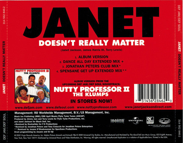 Janet Jackson : Doesn't Really Matter (CD, Single)