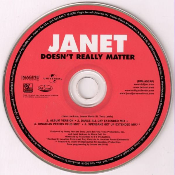 Janet Jackson : Doesn't Really Matter (CD, Single)