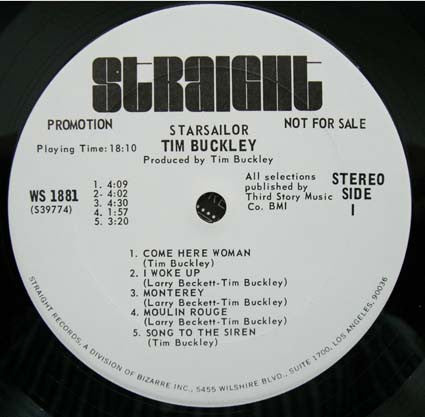 Tim Buckley : Starsailor (LP, Album, Promo)
