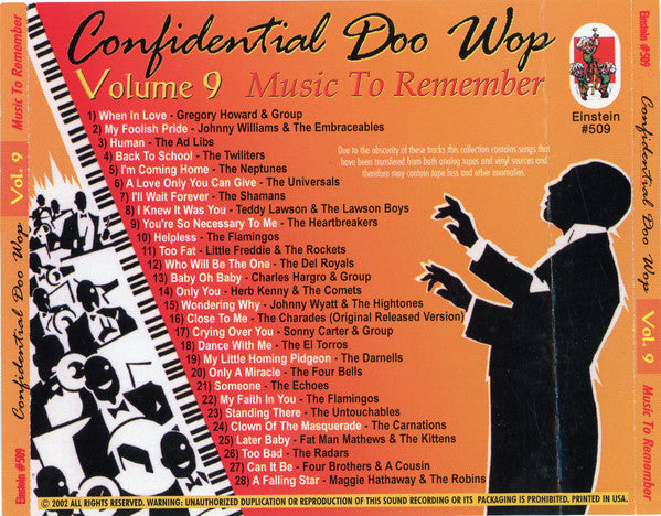 Various : Confidential Doo Wop Vol. 9 Music To Remember (CD, Comp)