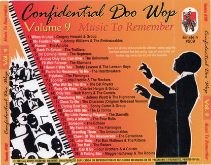 Various : Confidential Doo Wop Vol. 9 Music To Remember (CD, Comp)