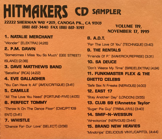 Various : Hitmakers Top 40 CD Sampler Volume 119 November 17, 1995 (CD, Promo, Smplr)