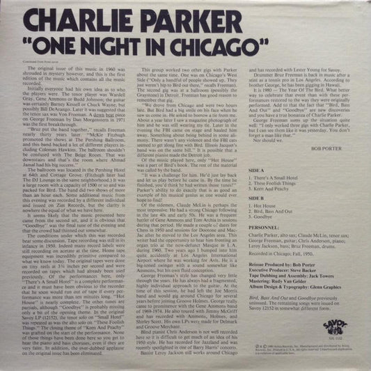 Charlie Parker : One Night In Chicago (LP, Album, Mono)