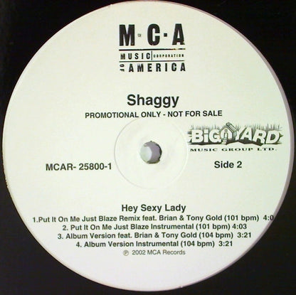 Shaggy : Hey Sexy Lady (12", Promo)