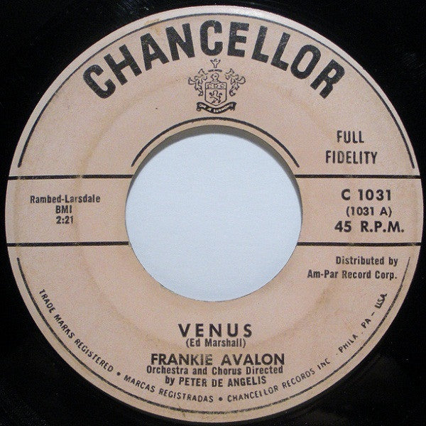 Frankie Avalon : Venus (7", Single, Mono)