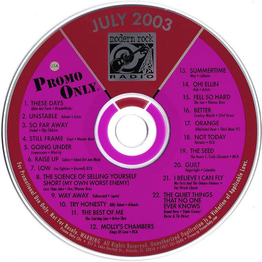 Various : Promo Only Modern Rock Radio: July 03 (CD, Comp, Promo)