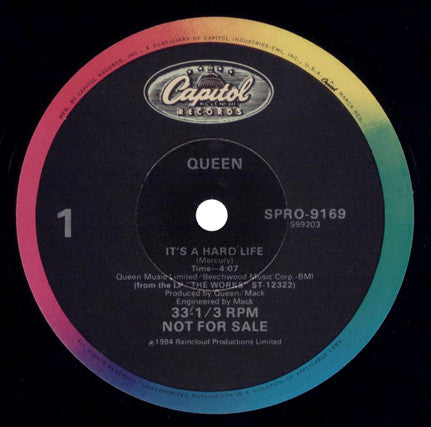 Queen : It's A Hard Life (12", Single, Promo)