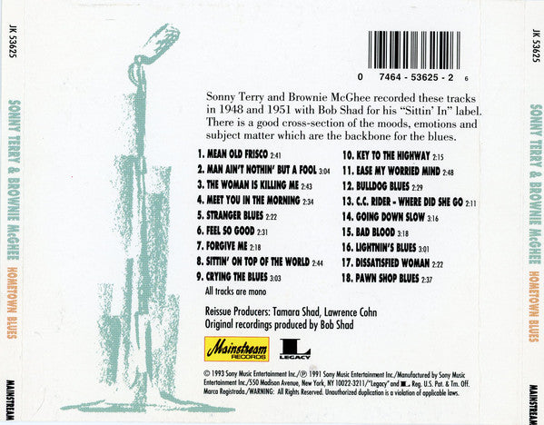 Sonny Terry & Brownie McGhee : Hometown Blues (CD, Album, Mono, RE, RP)