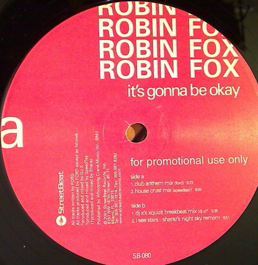 Robin Fox : It's Gonna Be Okay (12", Promo)