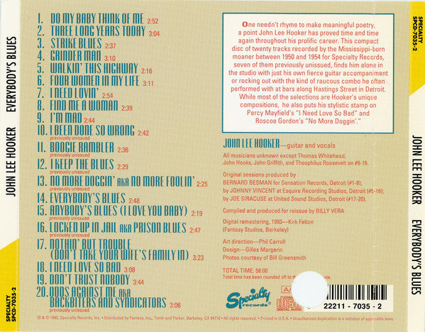 John Lee Hooker : Everybody's Blues (CD, Comp, Promo)