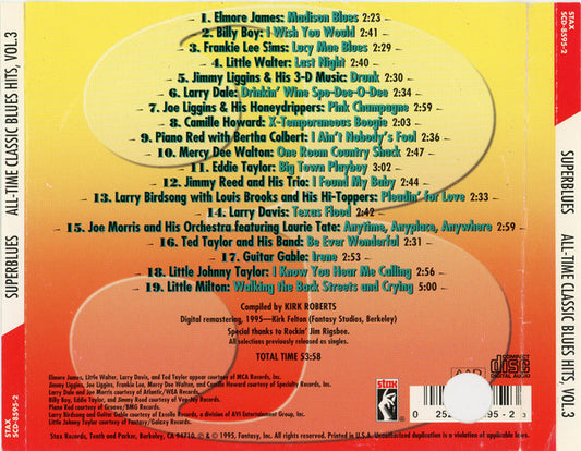 Various : Superblues, Vol. 3 All-Time Classic Blues Hits (CD, Comp, Promo)