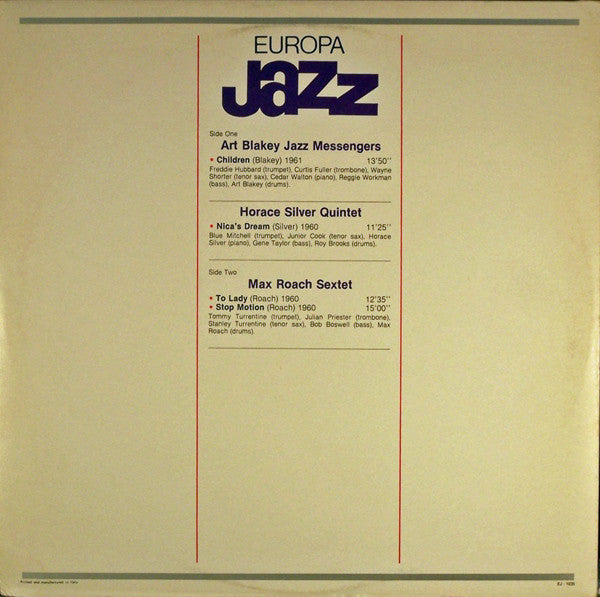 Art Blakey, Freddie Hubbard, Horace Silver, Max Roach : Europa Jazz (LP, Comp)