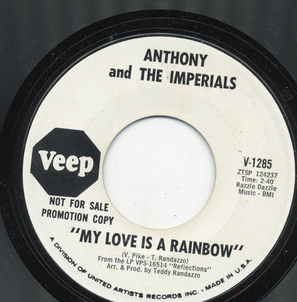 Little Anthony & The Imperials : Yesterday Has Gone (7", Promo)