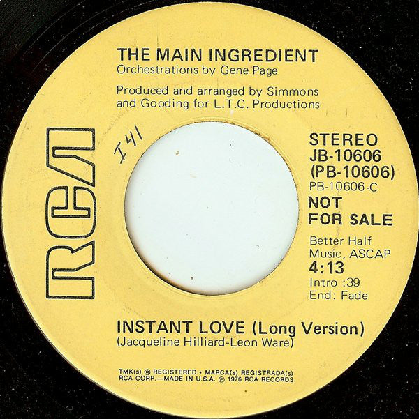 The Main Ingredient : Instant Love (7", Promo)