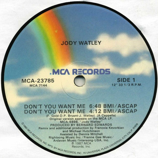Jody Watley : Don't You Want Me (12", Single, Gen)