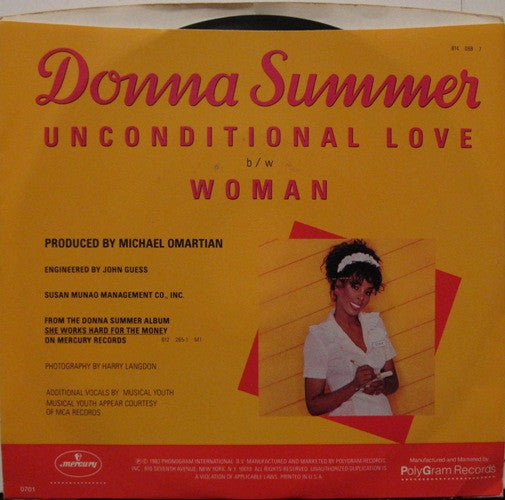 Donna Summer : Unconditional Love (7", Styrene, 54 )