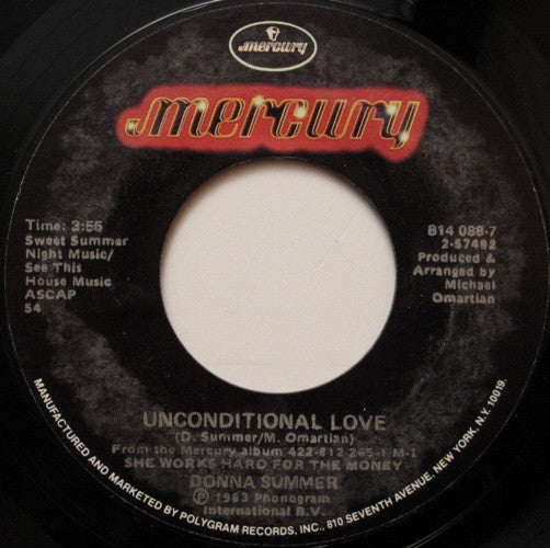 Donna Summer : Unconditional Love (7", Styrene, 54 )