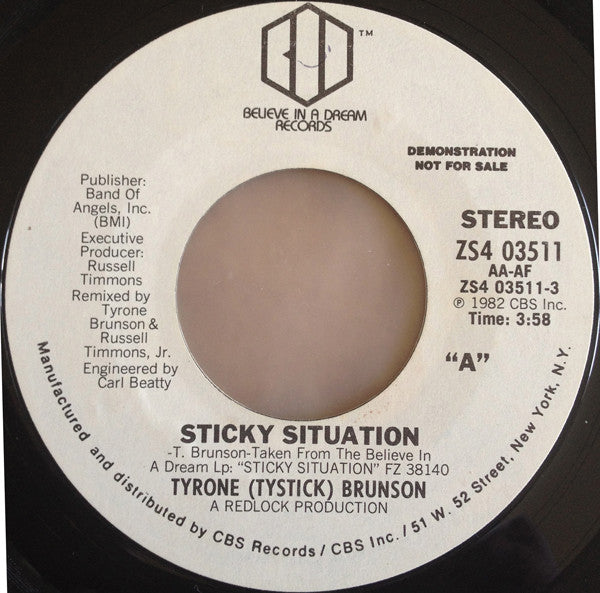 Tyrone Brunson : Sticky Situation (7", Promo, Styrene)