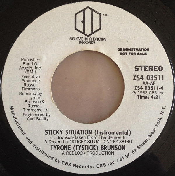 Tyrone Brunson : Sticky Situation (7", Promo, Styrene)