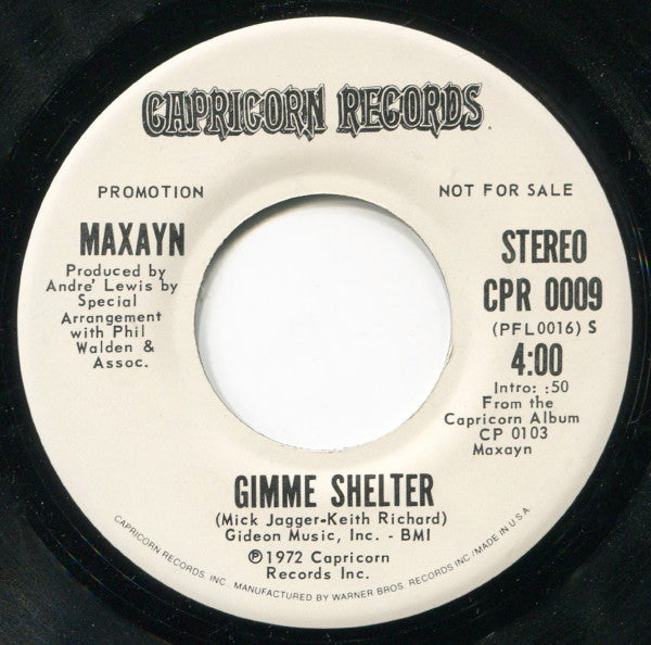 Maxayn : Gimme Shelter (7", Mono, Promo)