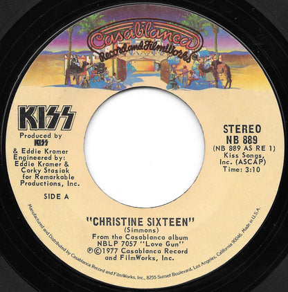 Kiss : Christine Sixteen (7", Single, RE, Styrene, 3:1)