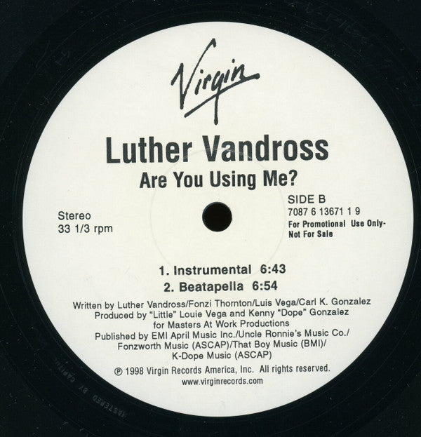 Luther Vandross : Are You Using Me? (12", Promo)