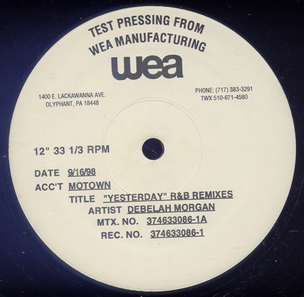 Debelah Morgan : Yesterday (R&B Remixes) (12", TP)