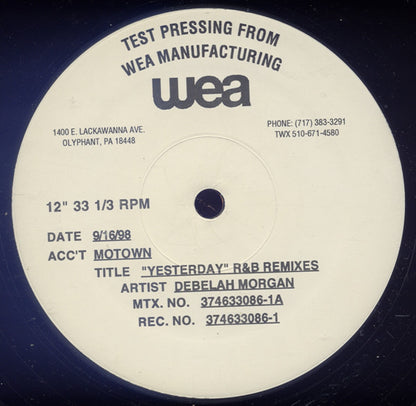 Debelah Morgan : Yesterday (R&B Remixes) (12", TP)
