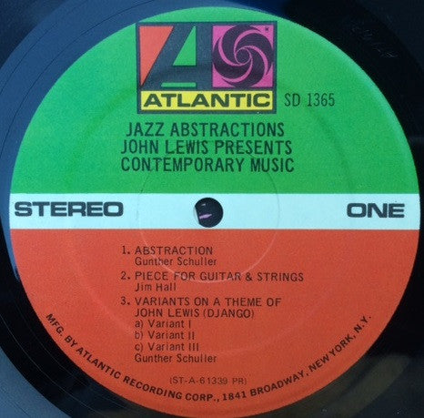 John Lewis (2) : Jazz Abstractions (LP, Album, RE)