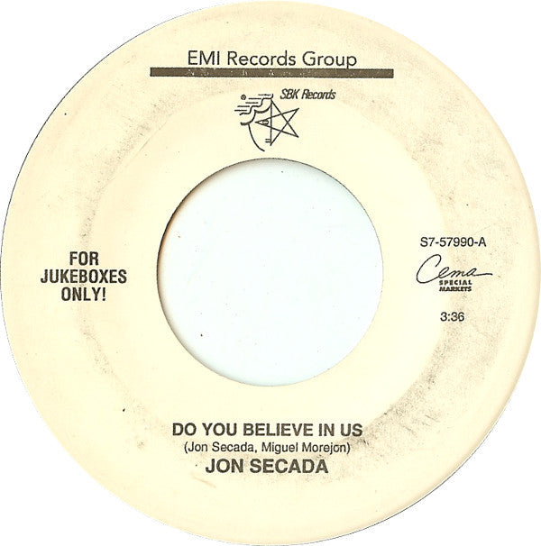 Jon Secada : Do You Believe In Us (7", Jukebox)