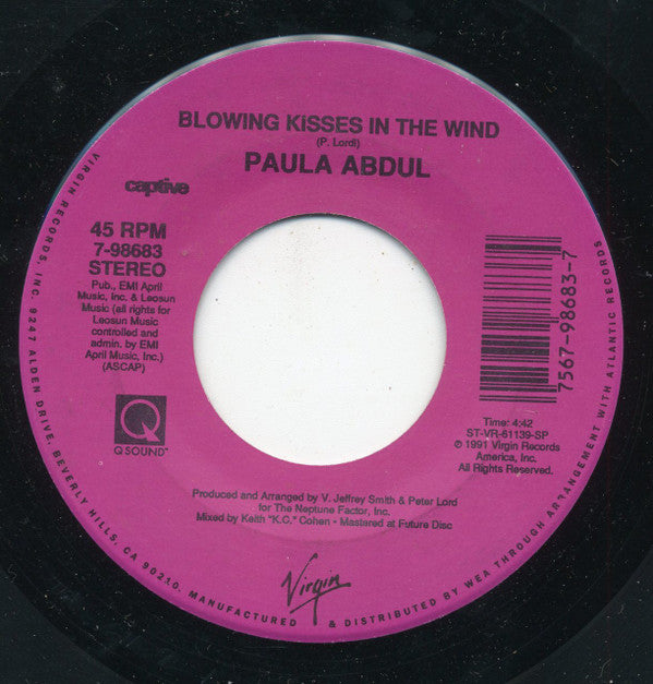 Paula Abdul : Blowing Kisses In The Wind (7", Single, Spe)