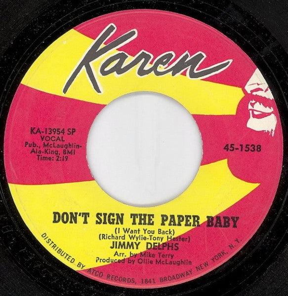 Jimmy Delphs : Don't Sign The Paper Baby (I Want You Back) / Almost (7", Spe)
