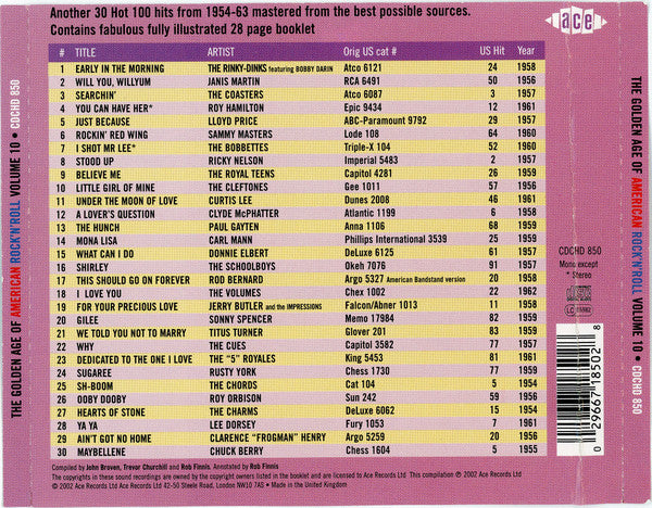Various : The Golden Age Of American Rock 'n' Roll Volume 10 (CD, Comp)