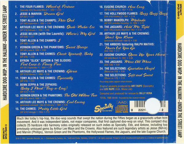 Various : Hardcore Doo-Wop: In The Hallway Under The Street Lamp (CD, Comp, Promo)