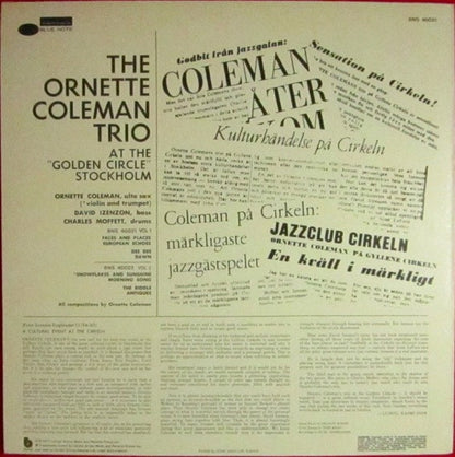 The Ornette Coleman Trio : At The "Golden Circle" Stockholm - Volume One (LP, Album)