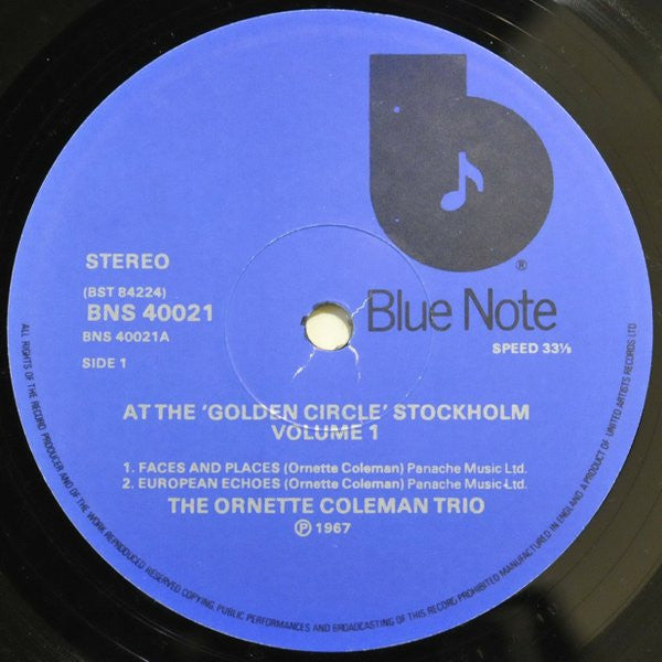 The Ornette Coleman Trio : At The "Golden Circle" Stockholm - Volume One (LP, Album)