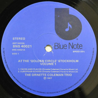 The Ornette Coleman Trio : At The "Golden Circle" Stockholm - Volume One (LP, Album)