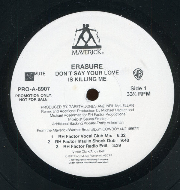 Erasure : Don't Say Your Love Is Killing Me (12", Promo)