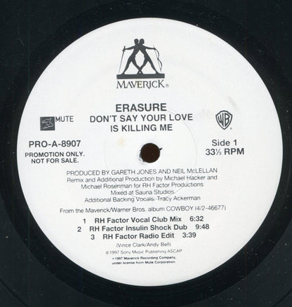 Erasure : Don't Say Your Love Is Killing Me (12", Promo)
