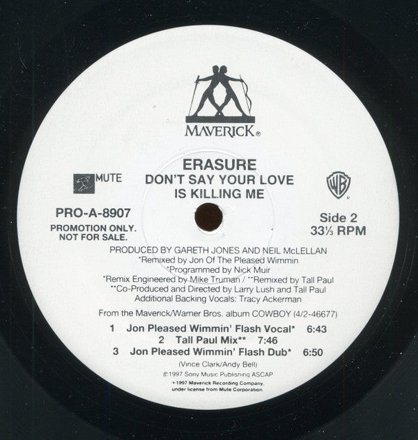 Erasure : Don't Say Your Love Is Killing Me (12", Promo)