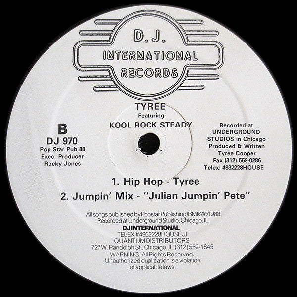Tyree Cooper Featuring Kool Rock Steady : Turn Up The Bass (12")