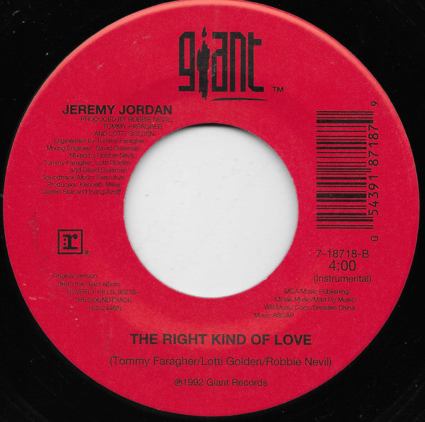Jeremy Jordan : The Right Kind Of Love (7")