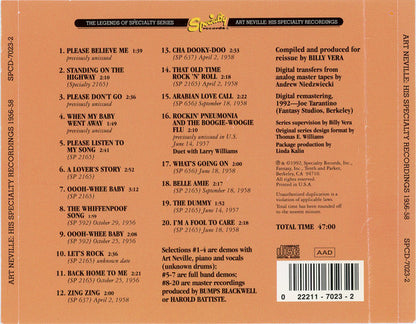 Art Neville : His Specialty Recordings 1956 - 58 (CD, Comp, Promo, RM)