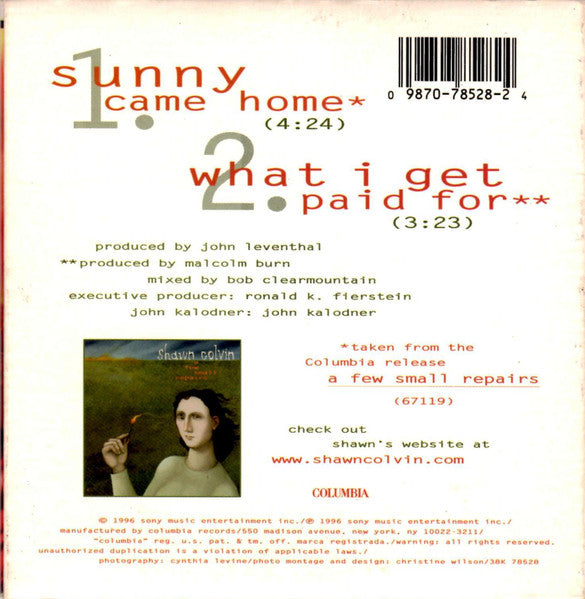 Shawn Colvin : Sunny Came Home (CD, Single)