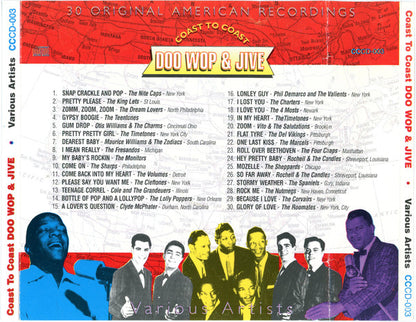 Various : Coast To Coast Doo Wop & Jive (CD, Comp)