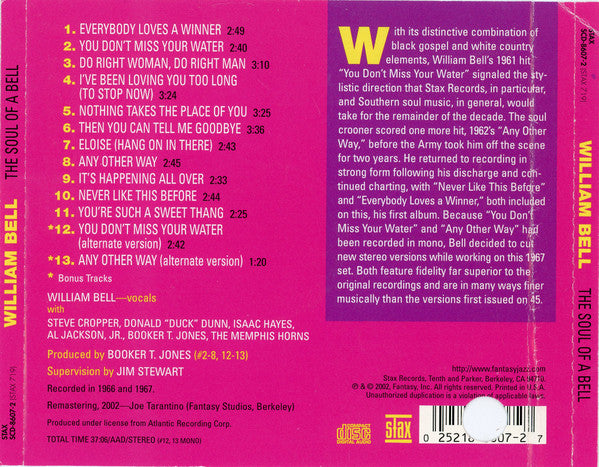 William Bell : The Soul Of A Bell (CD, Album, Promo, RE, RM)