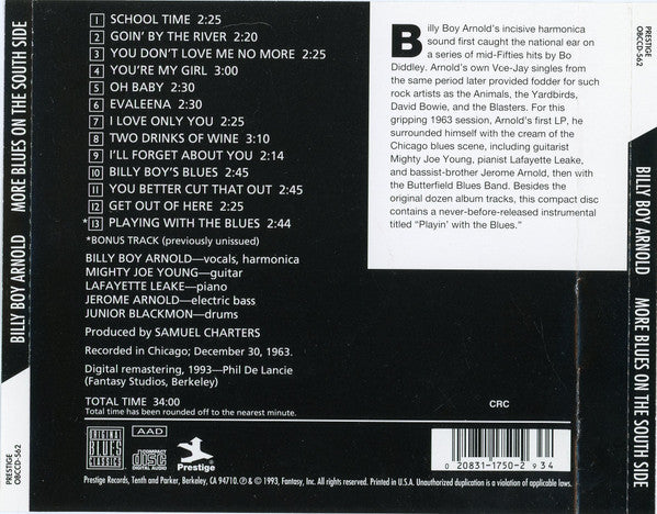 Billy Boy Arnold : More Blues On The South Side (CD, Album, Club, RE, RM)