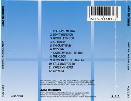 Johnny Ace : Memorial Album (CD, Comp, RE, UNI)
